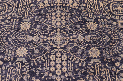 handmade Transitional Kafkaz Blue Gray Hand Knotted RECTANGLE 100% WOOL area rug 9' x 12'