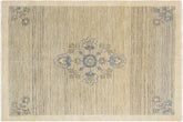 5x6 hand knotted modern Gabbeh wool rug in beige and blue - Bohemian Gabbeh Penelope