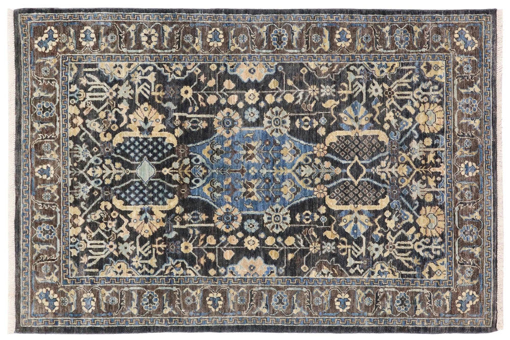 handmade Traditional Kafkaz Gray Blue Hand Knotted RECTANGLE 100% WOOL area rug 4x6