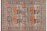 handmade Modern Kafkaz Rust Black Hand Knotted RECTANGLE 100% WOOL area rug 8' x 10'