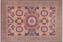handmade Geometric Mamluk Blue Green Hand Knotted RECTANGLE 100% WOOL area rug 9 x 12