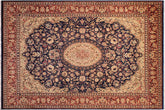 9x12 hand knotted Vegetable Dyed wool rug in blue and rose - Hussani Lorna
