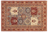 5x6 hand knotted transitional wool rug in gray and red - Classic Dangelo