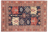 5x6 hand knotted transitional wool rug in blue and rust - Oriental Ariella