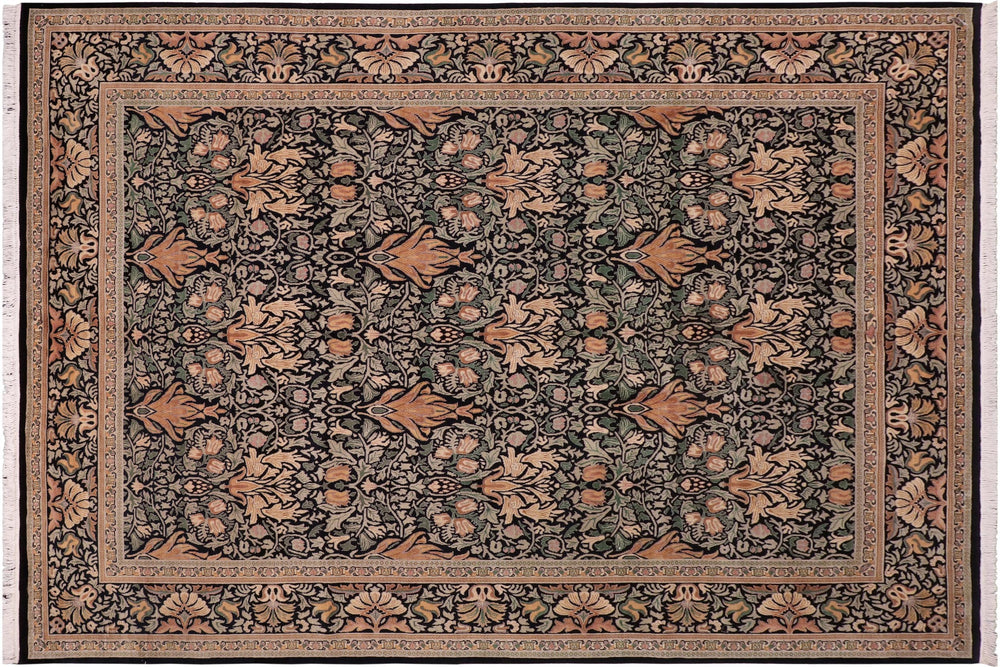 handmade Transitional Snakehead Black Gold Hand Knotted RECTANGLE 100% WOOL area rug 8x10