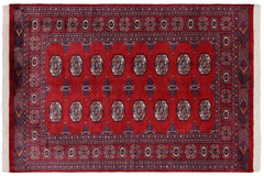 handmade Geometric Bokhara Red Blue Hand Knotted RECTANGLE 100% WOOL area rug 4X6