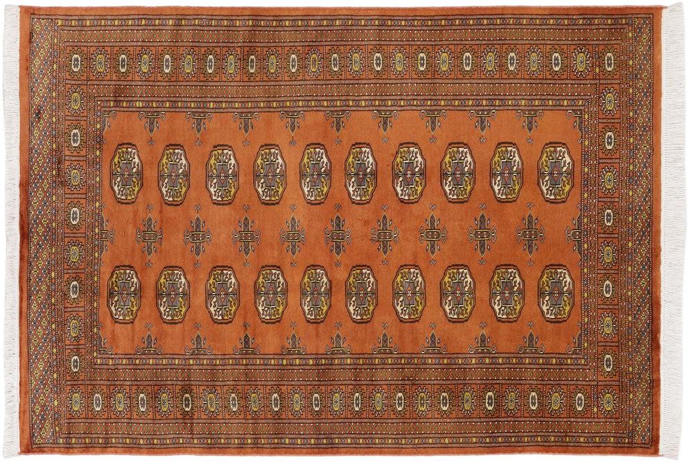 handmade Geometric Bokhara Rust Beige Hand Knotted RECTANGLE 100% WOOL area rug 4X6