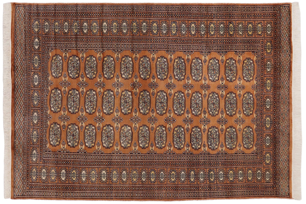 handmade Geometric Bokhara Brown Beige Hand Knotted RECTANGLE 100% WOOL area rug 4X6