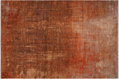 handmade Modern Modern Rust Brown Hand Knotted RECTANGLE WOOL&SILK area rug 10' x 14'
