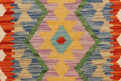 handmade Geometric Kilim Rust Beige Hand-Woven RECTANGLE 100% WOOL area rug 2' x 3'