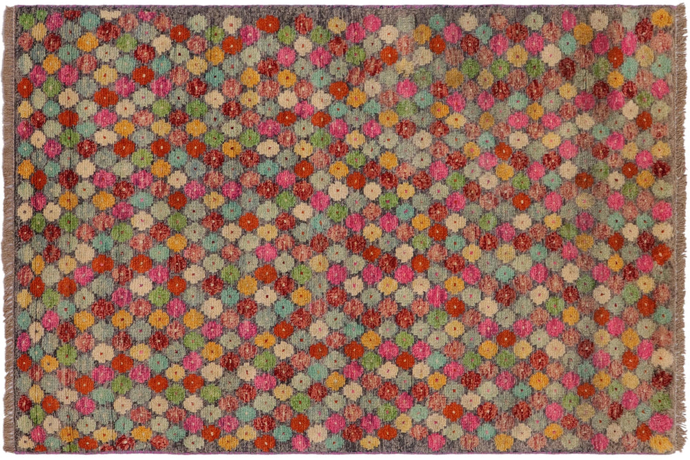 handmade Modern Balouchi Gray Red Hand Knotted RECTANGLE 100% WOOL area rug 3x5