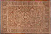9x12 hand knotted Vegetable Dyed wool rug in brown and tan - Tajdar Trudy