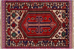 handmade Geometric Balouchi Red Beige Hand Knotted RECTANGLE 100% WOOL area rug 3x5