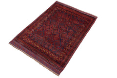 handmade Geometric Balouchi Red Blue Hand Knotted RECTANGLE 100% WOOL area rug 5x6