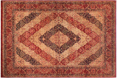 handmade Traditional Compartment Red Red Hand Knotted RECTANGLE 100% WOOL area rug 9x12