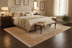 handmade Traditional Beige Tan Hand Knotted RECTANGLE 100% WOOL area rug 9x12