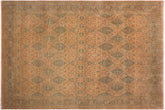 9x12 hand knotted Vegetable Dyed wool rug in brown and green - Elise