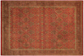 9x12 hand knotted Vegetable Dyed wool rug in rust and green - Isabelle