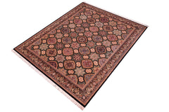 handmade Transitional Mugalart Black Multi Hand Knotted RECTANGLE 100% WOOL area rug 9x12