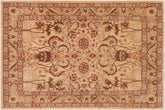 8x10 hand knotted Ziegler wool rug in tan and red - Chic Ziegler Glenna