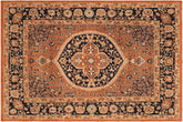 8x10 hand knotted Ziegler wool rug in rust and blue - Chic Ziegler Keri