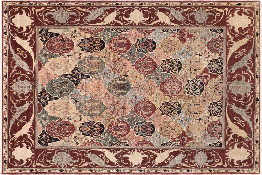 handmade Transitional Kafkaz Beige Brown Hand Knotted RECTANGLE 100% WOOL area rug 8' x 10'