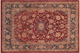 8x10 hand knotted Ziegler wool rug in red and blue - Eclectic Ziegler Mayra
