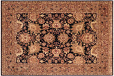 8x10 hand knotted Ziegler wool rug in blue and brown - Chic Ziegler Carmela