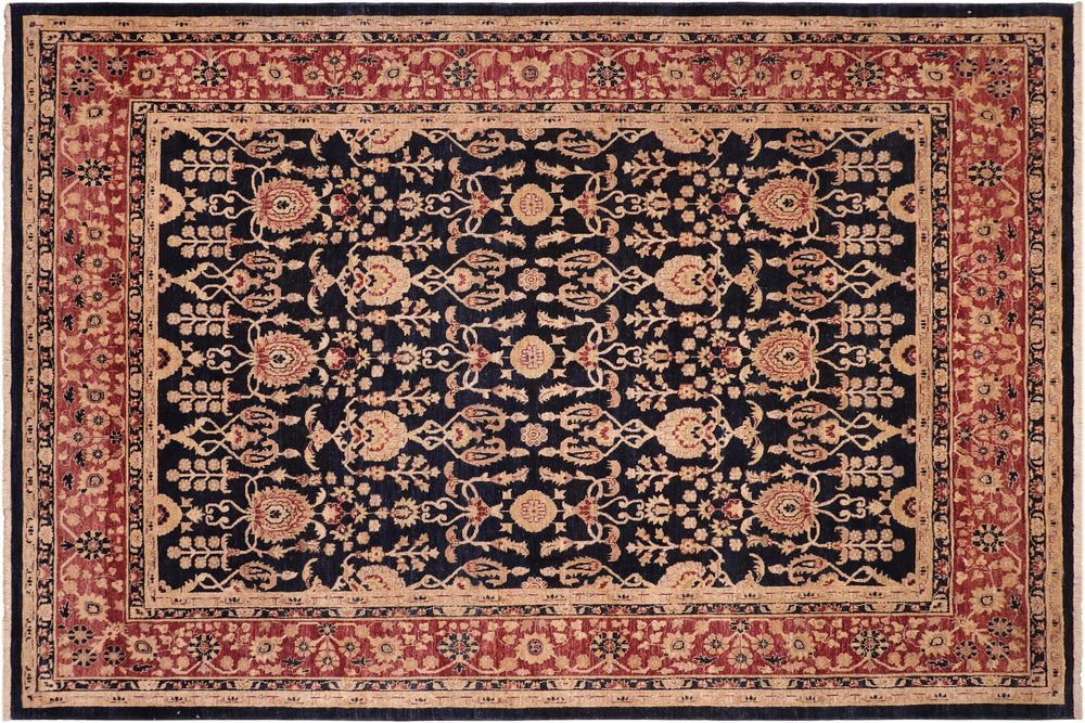 handmade Transitional Kafkaz Blue Red Hand Knotted RECTANGLE 100% WOOL area rug 8' x 10'