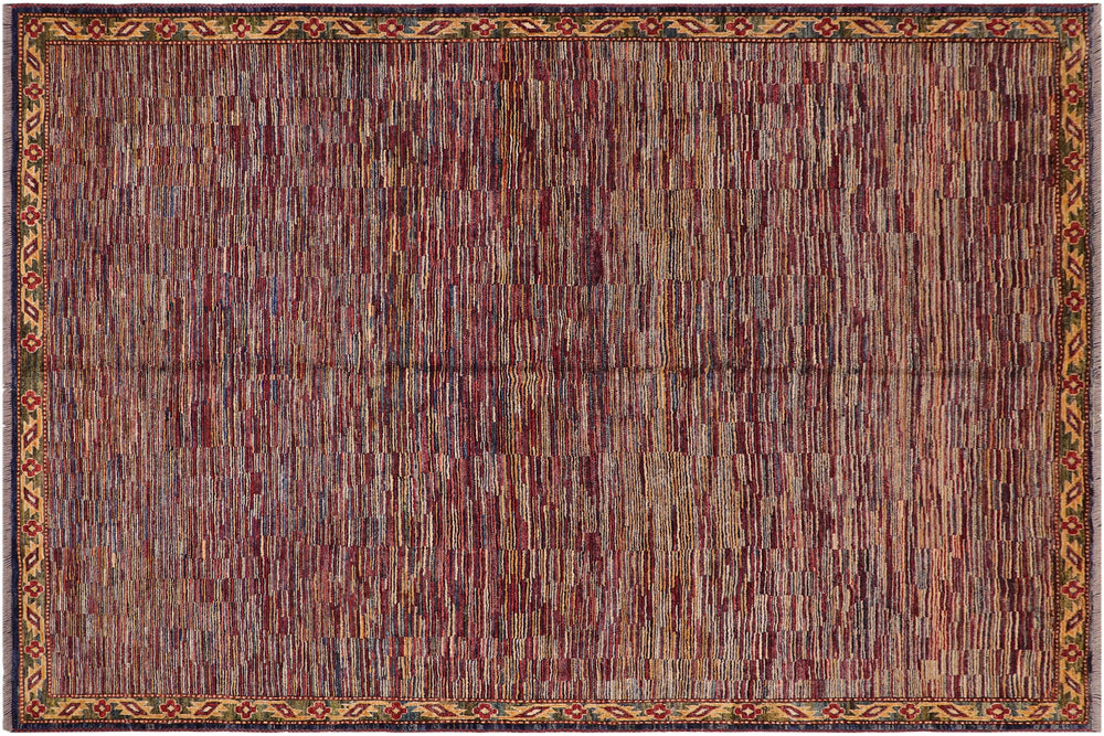 handmade Modern Gabbeh Blue Red Hand Knotted RECTANGLE 100% WOOL area rug 8' x 10'