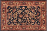 8x10 hand knotted Ziegler wool rug in blue and rust - Bohemian Ziegler Angeline
