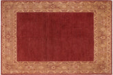 8x9 hand knotted modern wool rug in red and brown - Chic Angelia