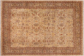 8x10 hand knotted Ziegler wool rug in beige and brown - Bohemian Ziegler Marlin