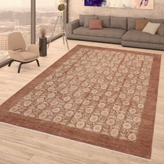 handmade Modern Kafkaz Brown Beige Hand Knotted RECTANGLE 100% WOOL area rug 8' x 10'