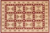 8x10 hand knotted modern wool rug in red and tan - Modern Callie