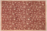 8x10 hand knotted modern wool rug in rust and tan - Eclectic Ladonna
