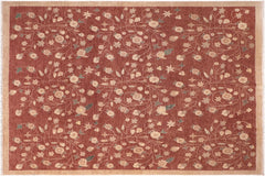 handmade Modern Kafkaz Rust Tan Hand Knotted RECTANGLE 100% WOOL area rug 8' x 10'