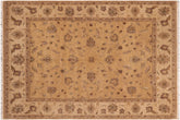 8x10 hand knotted Ziegler wool rug in gold and beige - Bohemian Ziegler Lara