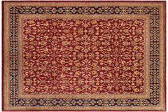 handmade Transitional Kafkaz Red Blue Hand Knotted RECTANGLE 100% WOOL area rug 8' x 10'