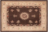 8x10 hand knotted Ziegler wool rug in brown and beige - Bohemian Ziegler Jeri
