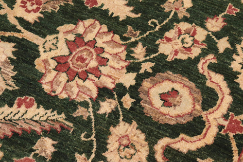 handmade Traditional Kafkaz Green Beige Hand Knotted RECTANGLE 100% WOOL area rug 8x10