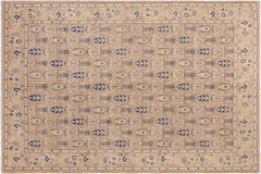 handmade Transitional Kafkaz Tan Blue Hand Knotted RECTANGLE 100% WOOL area rug 8' x 10'