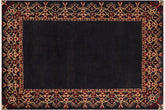 8x10 hand knotted modern wool rug in navy and beige - Eclectic Catalina
