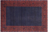8x10 hand knotted modern wool rug in blue and rust - Modern Tia
