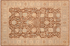 handmade Transitional Kafkaz Brown Beige Hand Knotted RECTANGLE 100% WOOL area rug 8' x 10'