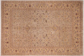 8x10 hand knotted Ziegler wool rug in gray and gold - Bohemian Ziegler Colene