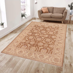 handmade Transitional Kafkaz Brown Beige Hand Knotted RECTANGLE 100% WOOL area rug 8' x 10'