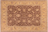 8x10 hand knotted Ziegler wool rug in brown and gold - Oriental Ziegler Allyson