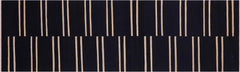 handmade Modern Kilim Black Beige Hand-Woven RUNNER 100% WOOL area rug 3 x 10