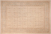 8x10 hand knotted transitional wool rug in beige and green - Bohemian Willodea